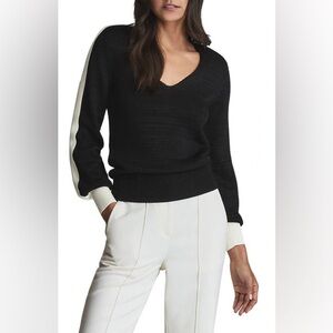 REISS Taylor V Neck Knit Top Size XS